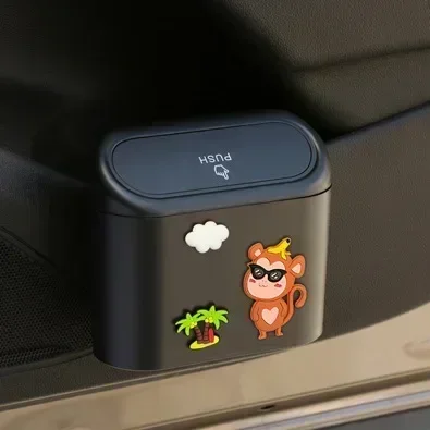 Hanging Car Trash Can Vehicle Garbage Dust Case Storage Box ABS Square Pressing Trash Bin Auto Interior Car Accessories