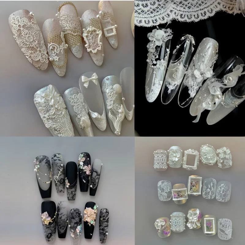 클래식 다용도 레이스 장미 나비 입체 네일 장식 아트 창의적인 네일 실리콘 몰드