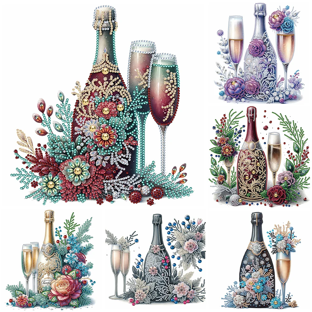 5D DIY Partial Special Shaped Drill Diamond Painting Celebrating Champagne Decor