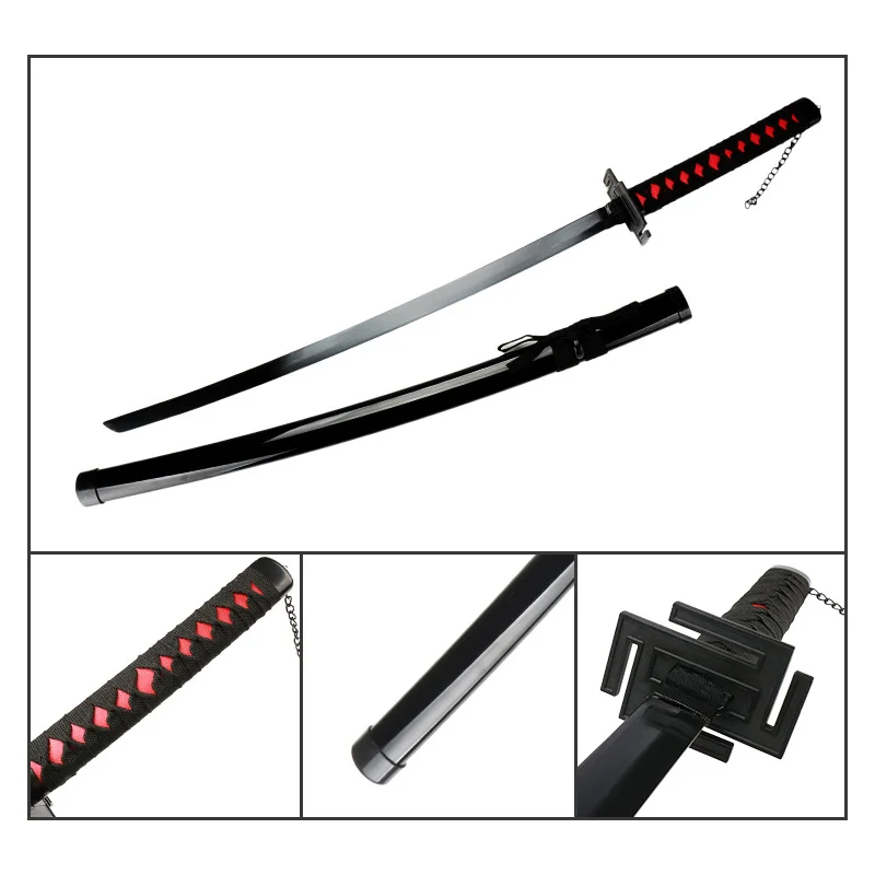 80cm Anime Bleach Katana Swords Kurosaki Ichigo Ninja Blade Cosplay Prop Wooden Anime Katana  Zangetsu Decorative 2