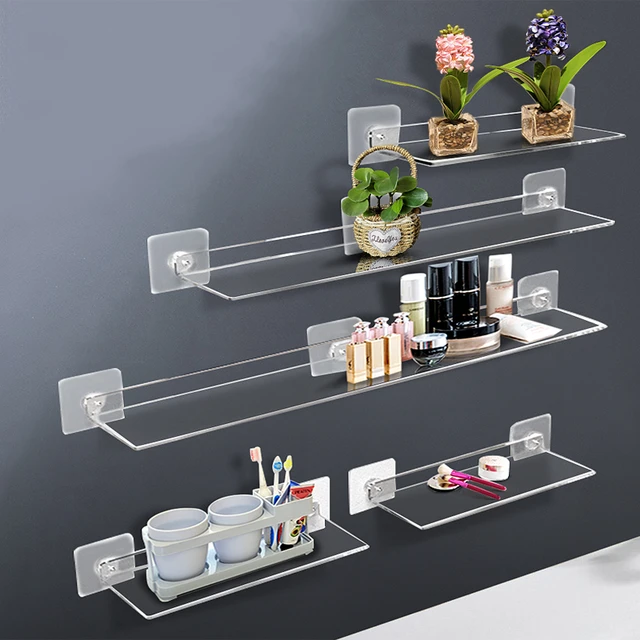 Stick On Wall Shelf Acrylic Floating Wall Shelves Set Of 3 Camera Wall  Mount Floating Wall Shelves Adhesive Shelf Bracket For - AliExpress