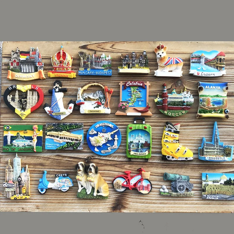 

3D Italy Roma Fridge Magnets Tourist Souvenir Dublin Chile Pisa Brasil Resin Magnetic Refrigerator Sticker Home Decoration Gifts