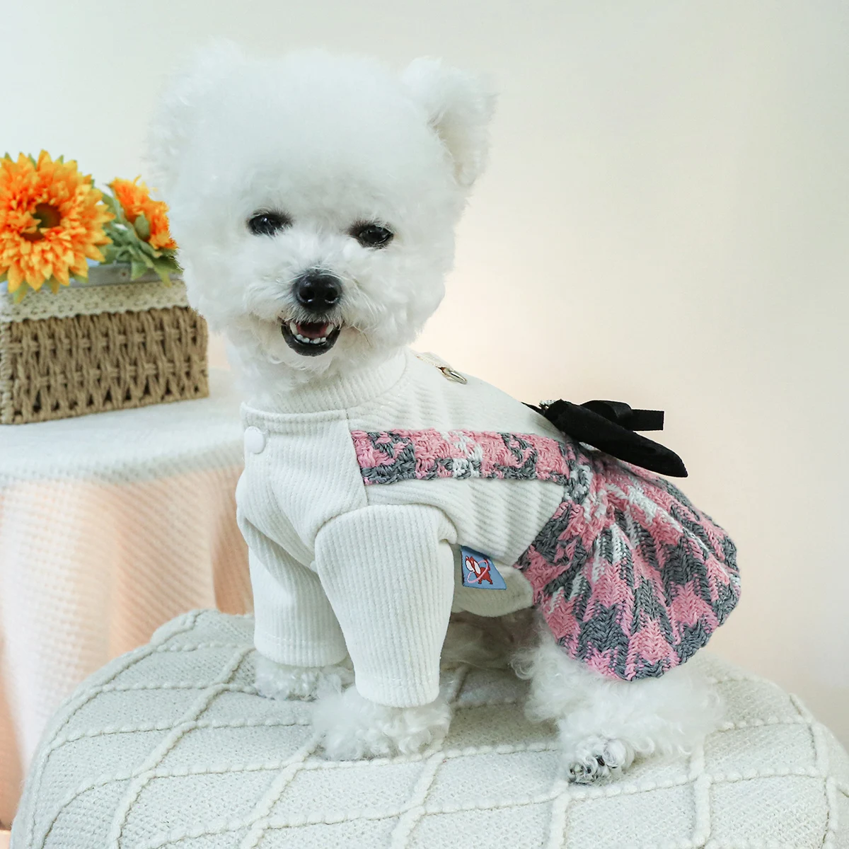 Dog Clothes Accessories Classic Plaid Dress For Medium Dog Chihuahua Autumn Winter Puppy Cat Pet Soft Warm Costume Pet Supplies