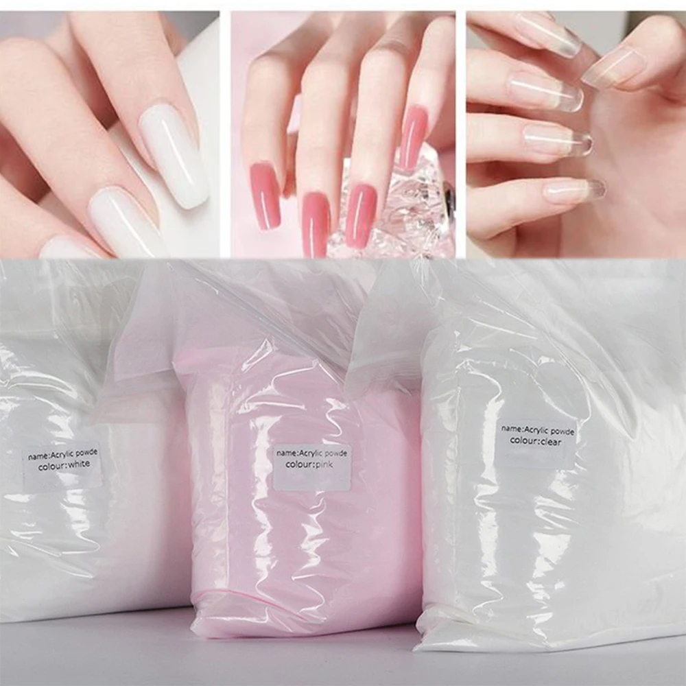 

300g Acrylic Powder Set 3 Color Bulk Crystal Polymer Pink/White/Clear Powder For French Manicure Extension Nail Carving DIY Tool
