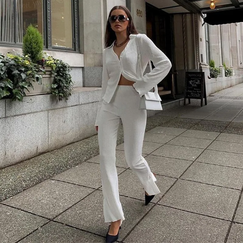 

Beige Pleated Wide Leg Pants Womens Pants Fashion 2021 Loose Leisure Suit Trousers Office Lady Elegant Long Cardigan Suit New
