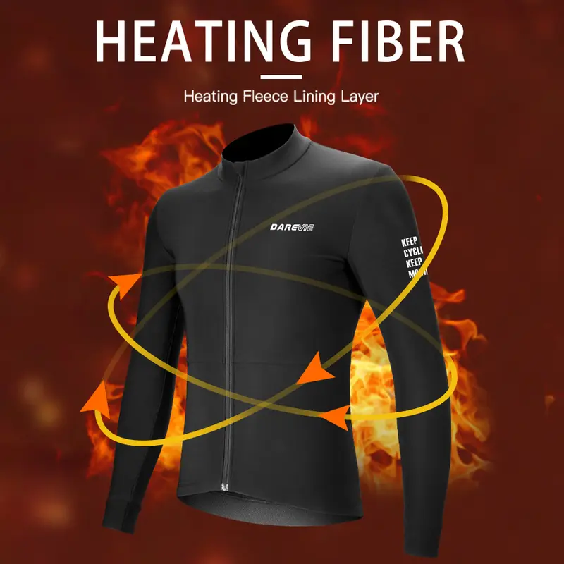 DAREVIE Cycling Jersey Winter Thermal Fleece Cycling Jersey Men Long Sleeve Hot Warm Soft Brushed Breathable Bicycle Clothing - Image 5