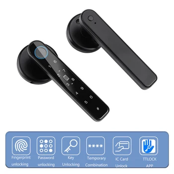 Door Lock Anti Peeping Fingerprint Security Handle Lock TTLOCK APP Control Type-C Emergency Charge for Home Office Glass Doors 1