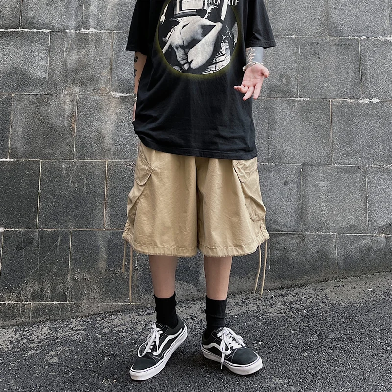 Calf Length Cotton Shorts Men Summer Fashion Shorts Multi-Pockets Bermudas Male Summer Clothing Streetwear Plus Size Shorts