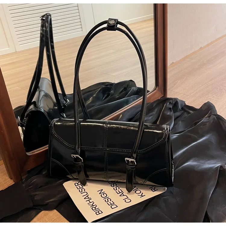 الراقية بورجوندي النفط الشمع الجلود تحت الإبط حقيب...