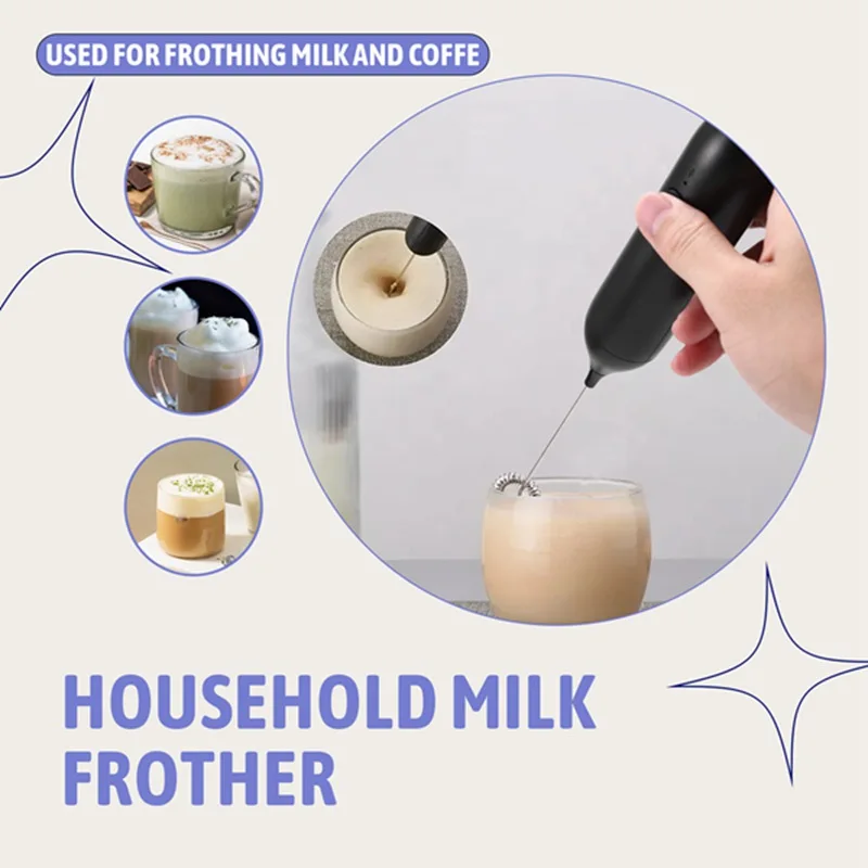A15F-Handheld Electric Milk Frother USB Rechargeable Mini Foam Maker Drink Mixer Whisk Beater For Coffee Latte Matcha