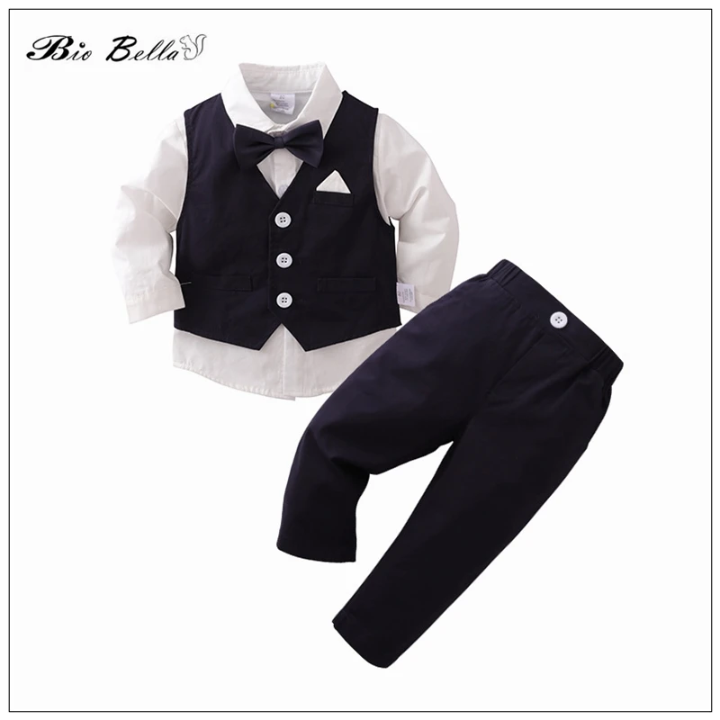 

Children Spring Autumn Clothes Set Formal Handsome Baby Boy Wedding Birthday 1 To 5 Yrs Kids Outfits Vest Pants TShirt Costumes