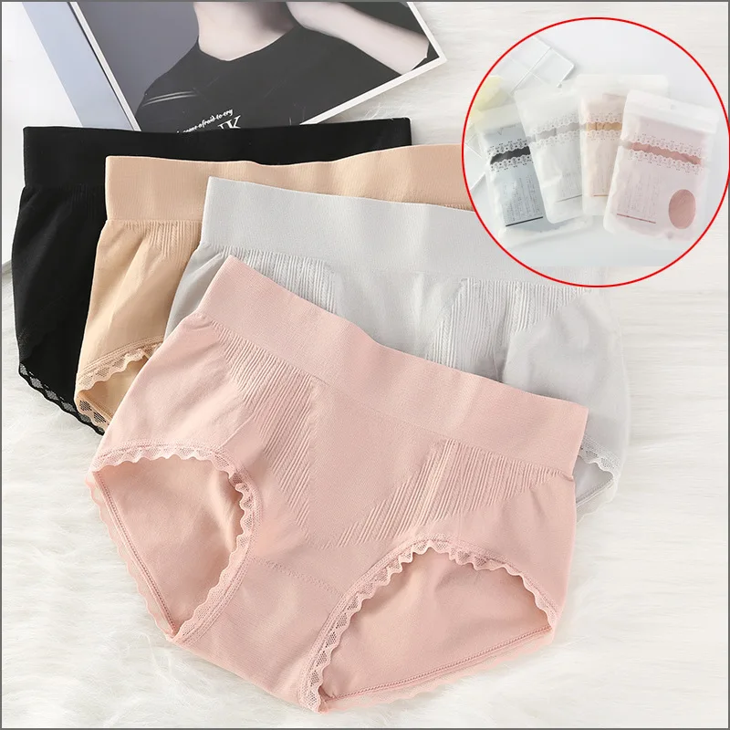 

Lace Mid Waist Underwear Seamless Abdominal Tight Underwear Traceless Hip Lifting Pure Cotton Crotch Comfortable Hip Wrapping