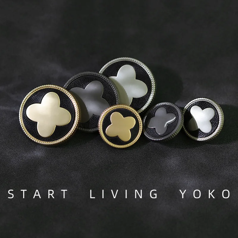 

6pcs PU Leather Decorative Metal Buttons For Coat Jacket Diy Needlework Accessories Large Sewing Button Apparel Embellishments