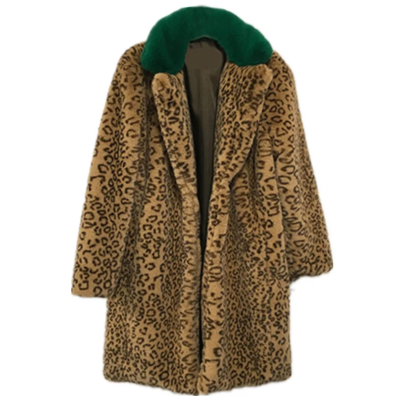 parka jacket 2020 New Women Winter Warm Faux Fur Coat Women Loose Style Leopard Coat Turn Down Collar Women Warm Coat Casaco Feminino hooded puffer jacket