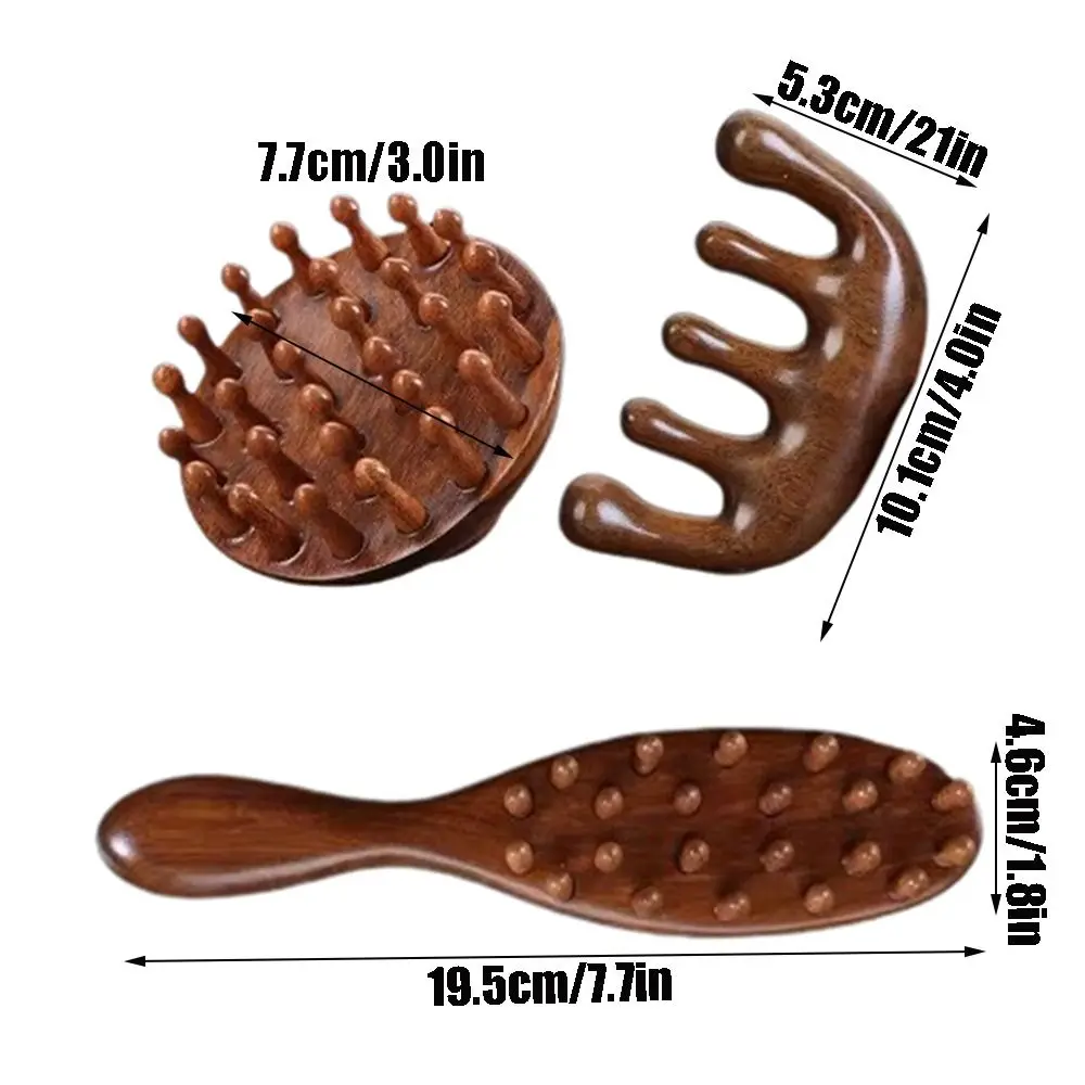 Scalp Relax Meridian Massage Comb Blood Circulation Anti-static Head Massage Comb Wooden Handle Smooth Hair