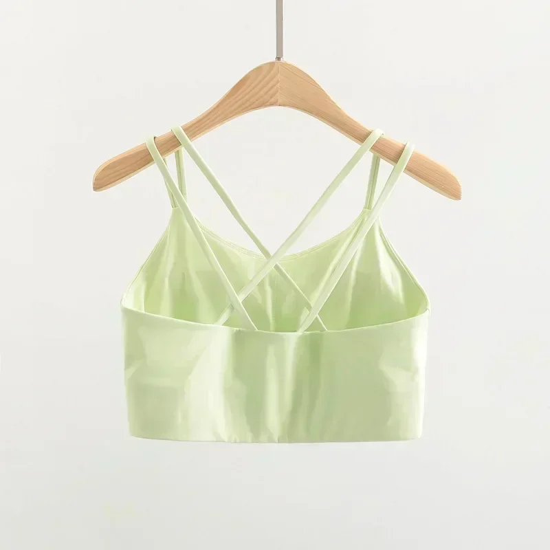 Lemon Women's Sports Bras Running Workout Vest Tops Naked-feel  Sexy Cross Yoga Fitness Bras Padded Push Up Athleti Crop Top