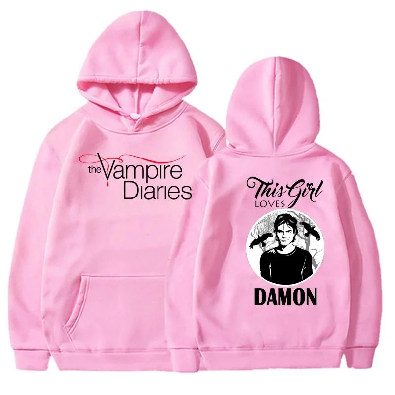 thumbnail image 1 of Sudaderas con capucha de The Vampire Diaries para mujer, Sudadera con capucha de personalidad de moda, jersey de manga larga suelto informal para exteriores, 1 of 4