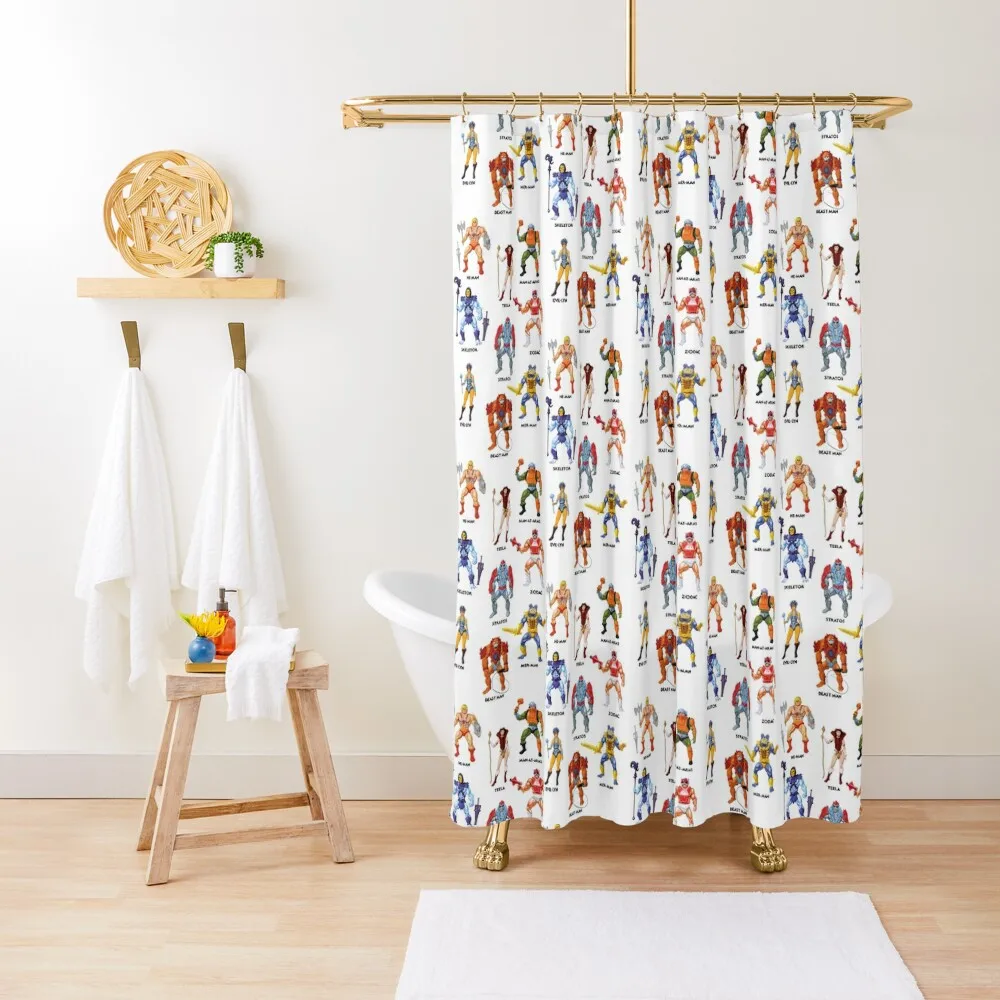 

Vintage Masters of the Universe Heroes & Villains! Vintage Toy Card Art Shower Curtain Bathroom Decor Bathtub Curtain