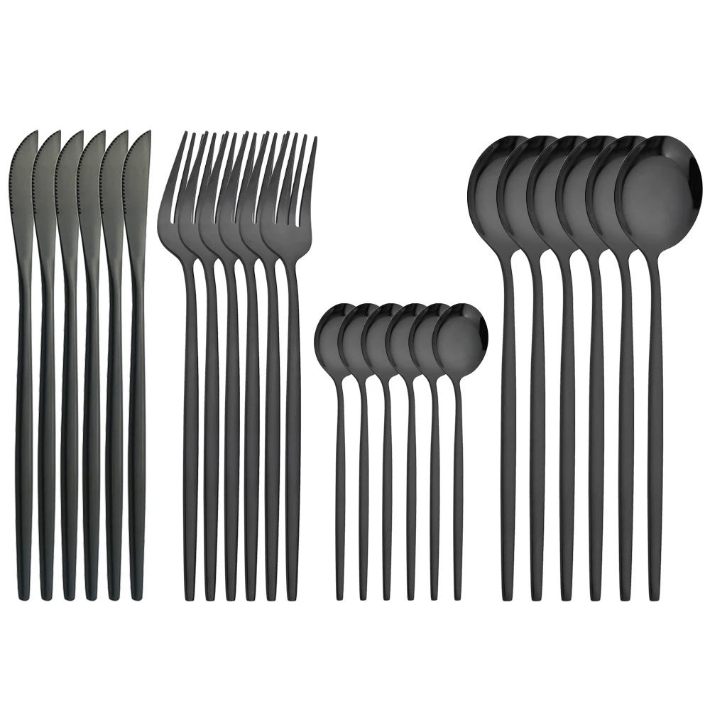 Stainless Steel Dinnerware Flatware Dinner Knife Forks Coffee Spoon Cutlery Set Kitchen Tableware Silverware Set 24Pcs/Set cutlery set western style cutlery set picnic cutlery set stainless steel cutlery set