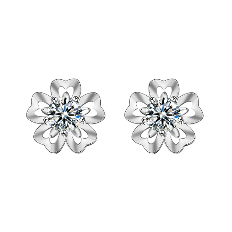 

Luxury 0.5ct Moissanite Earrings Genuine 925 Sterling Silver Flower Earrings For Women Bride Sparkling Wedding Jewelry Gifts
