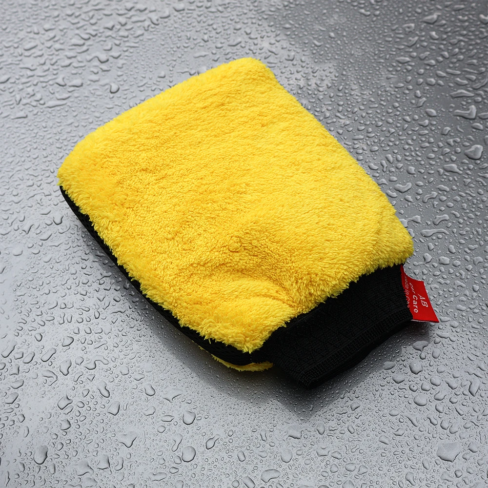 AUTOBRIGHT Large Double Sided Microfiber Car Wash Glove car cleaning gloves microfiber car mitt microfiber cleaning gloves microfiber washing gloves microfiber gloves Non Scratch Waterproof High Absorbency Cleaning Glove Auto Car