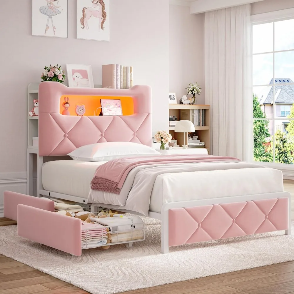 LED Twin Storage Bed 1