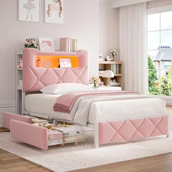 LED Twin Storage Bed 1
