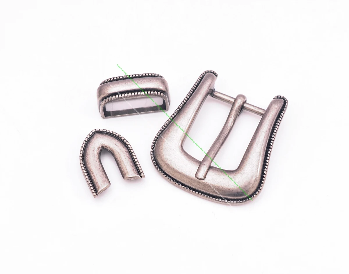 Solide Antik Silber Western Seil Seite Ende Bar Pin Schnalle 3 Stück Set DIY Lederhandwerk Cowboy Gürtelschnalle Ersatz Fit 25mm – Detail 8