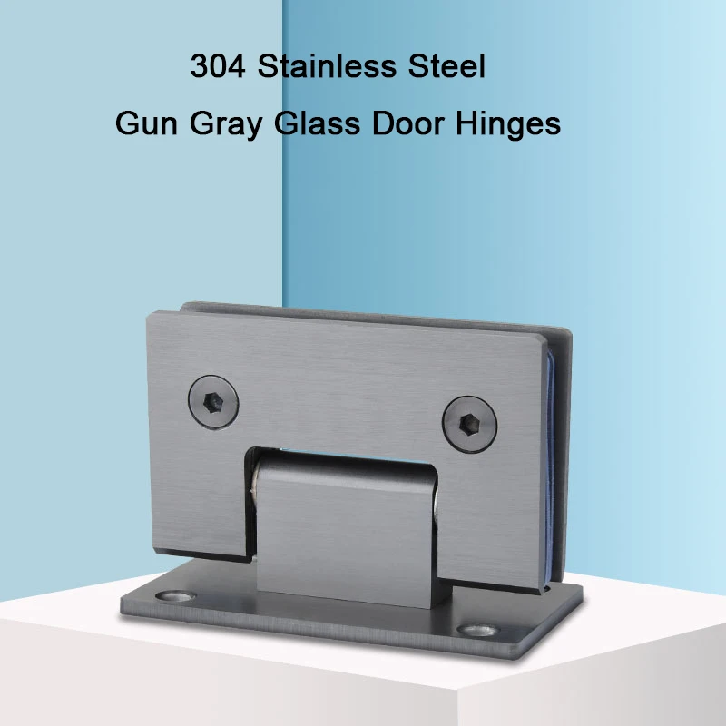 

NEW 2PCS 304 Stainless Steel Frameless Bathroom Glass Door Hinges Gun Gray Shower Glass Hinges Fixed Support Brackets for 8~12mm