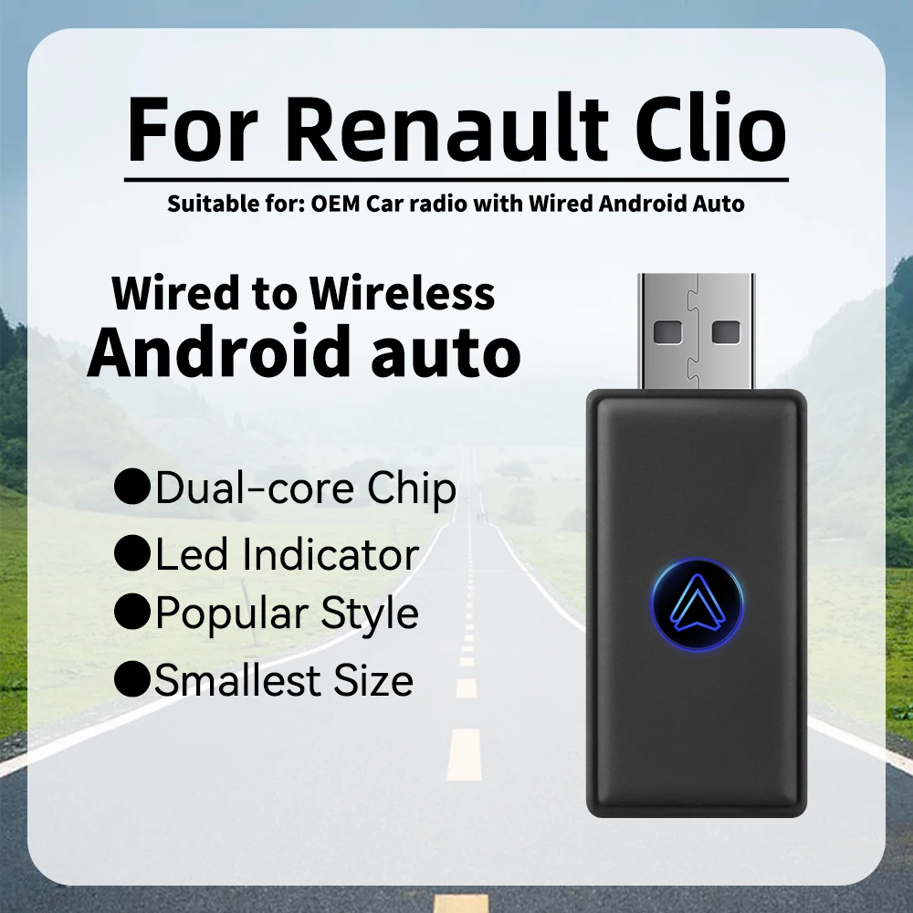 

Smart AI Box for Renault Clio Car OEM Wired Android Auto to Wireless Newest Mini Android Auto Wireless Adapter USB Type-C Dongle
