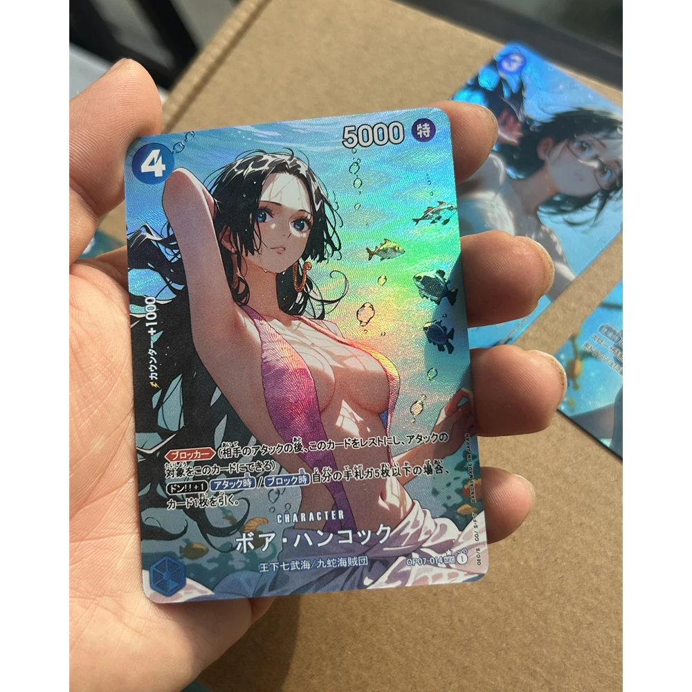 9Pcs/set Diy One Piece Ocean Series Nami Hancock Vivi Robin Yamato Flash Card Self Made Classic Anime Collection Cards Gift Toy