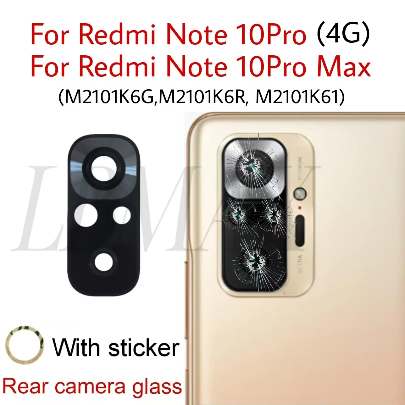 1-10pcs Redmi Note 10Pro (4G) Note10 Pro Max 카메라 렌즈 커버 수리 부품 교체 M2101K6G 용 후면 카메라 유리 렌즈