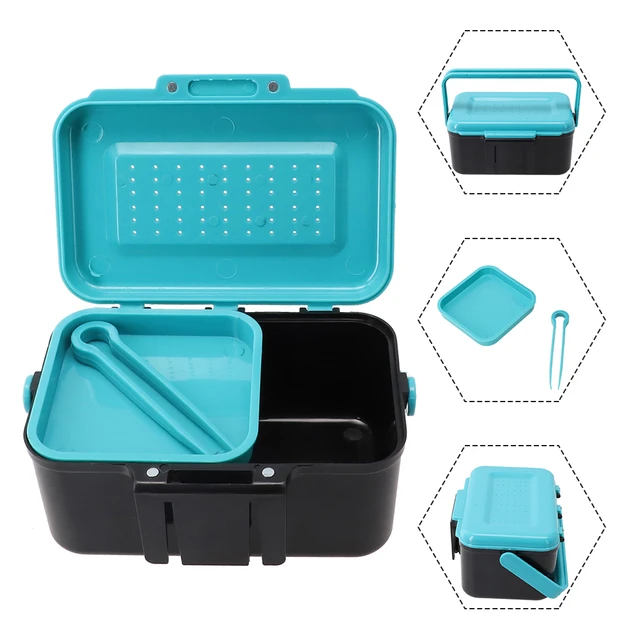 1pc Portable Bait Box With Carrying Handle Breathable Vents Hanging Waist  Live Lure Box Case Fishing Tackle Accessories Storage
