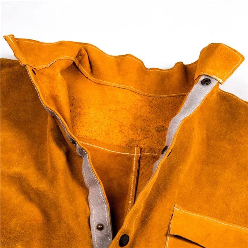 Leather Welding Work Jacket Flame-Resistant Heavy Duty Split Cowhide Leather Protective Clothing for Men&Women-L / XL Костюм