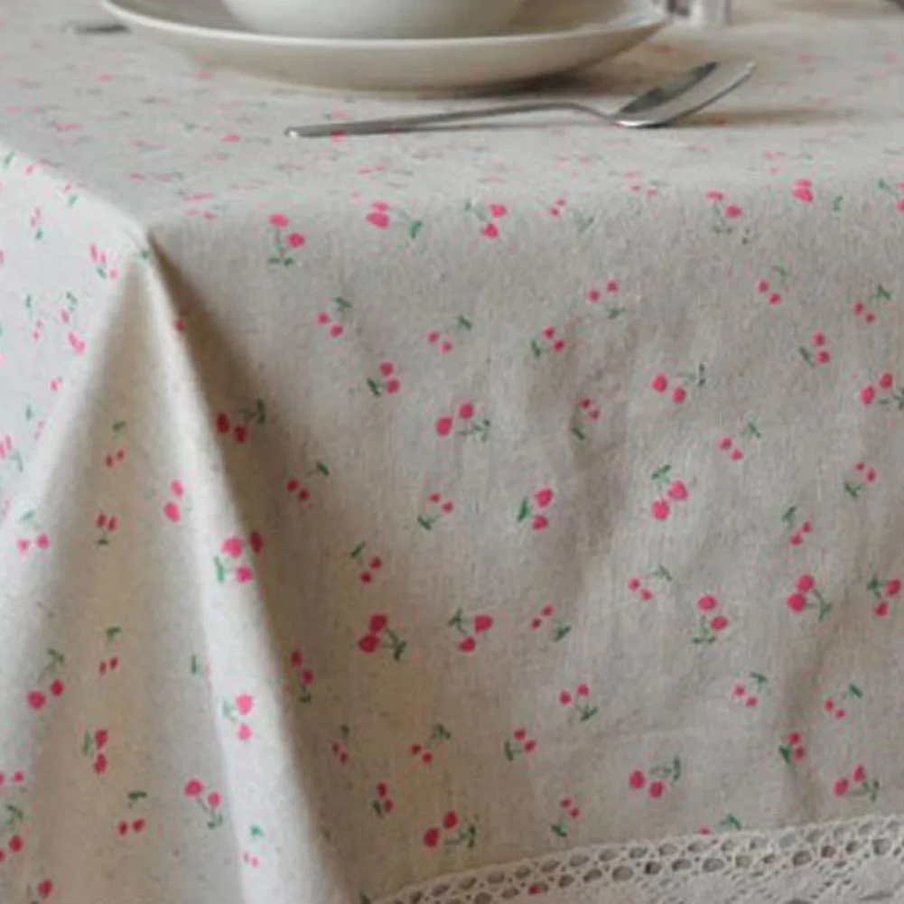 

Square Table Cloth 90*90CM Cover Flower Pattern Dining Table Cloth W/Lace For Patio Gardens Kitchens Dining Rooms