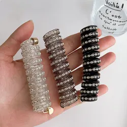 Sparkling Rhinestone Spiral Hair Ties - Fashionable Ponytail Holders (3Pcs Set)