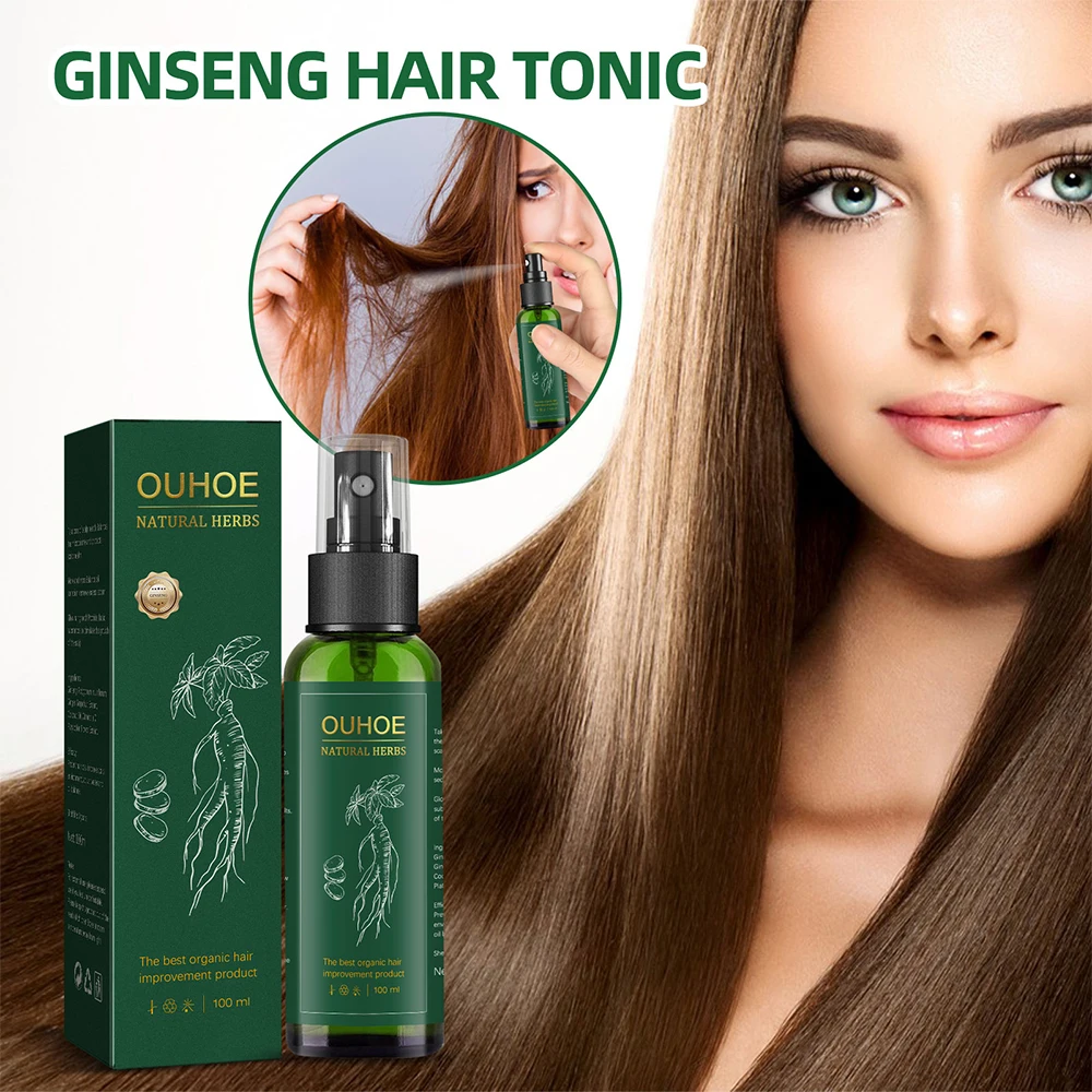 100ml Ginseng hair growth serum for men women nourishes scalp strengthen root repair damaged hair herbal regrowth spray hair growth serum hair growth spray