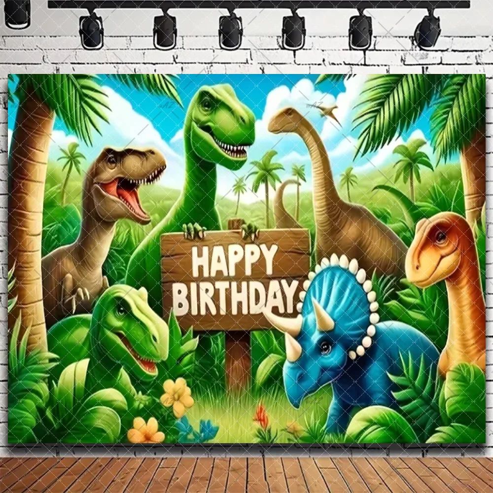 Tropischer Dschungel Dinosaurier Thema Junge Geburtstag Party Dekorationen Jurassic Park Hintergrund Fotografie Hintergrund Babyparty Zubehör – Detail 8