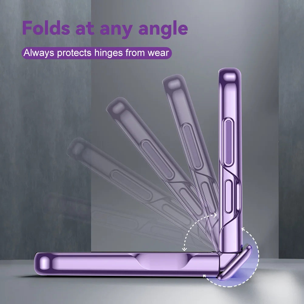 Slim Plating Case for Samsung Galaxy Z Flip 4 Hinge Protection Shockproof Transparent Clear PC Fashion Case for Galaxy Z Flip 4