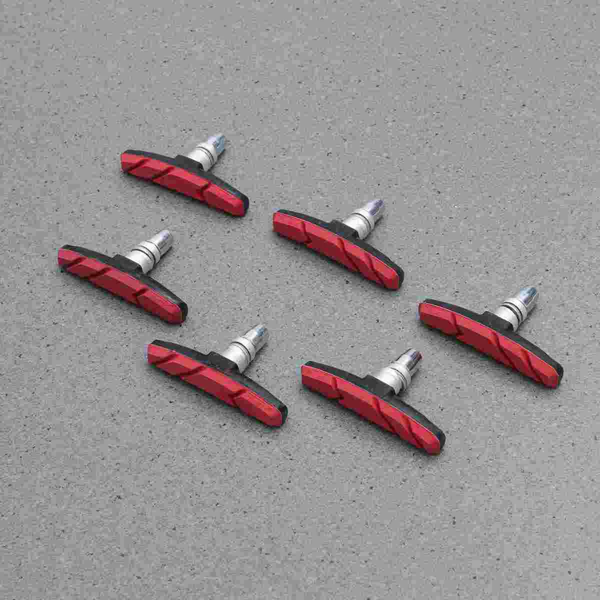 

3 Pairs of Mountain Road Cycling Bike V Brake Pads Braking Shoes Blocks Cycling Accessories for MTB V-brake System (Red)