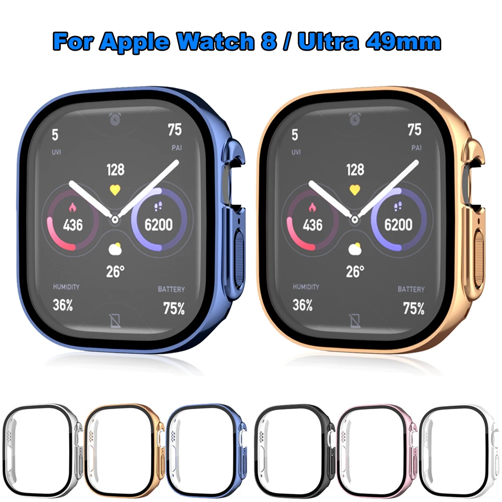 

Watch Protective Case For Apple Watch Ultra 49mm SmartWatch Screen Bumper Frame Watch Cover PC Case With Tempered Film