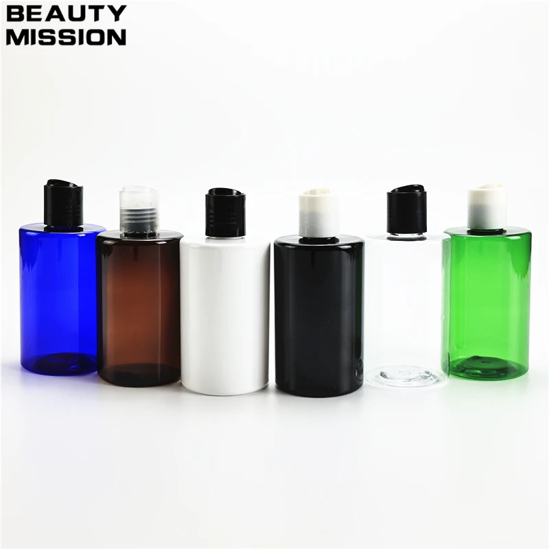 

250 мл x 25 белые черные прозрачные крупные пластиковые плоские бутылочки с дисковыми крышками для душа гелевые стандартные упаковочные бутылочки