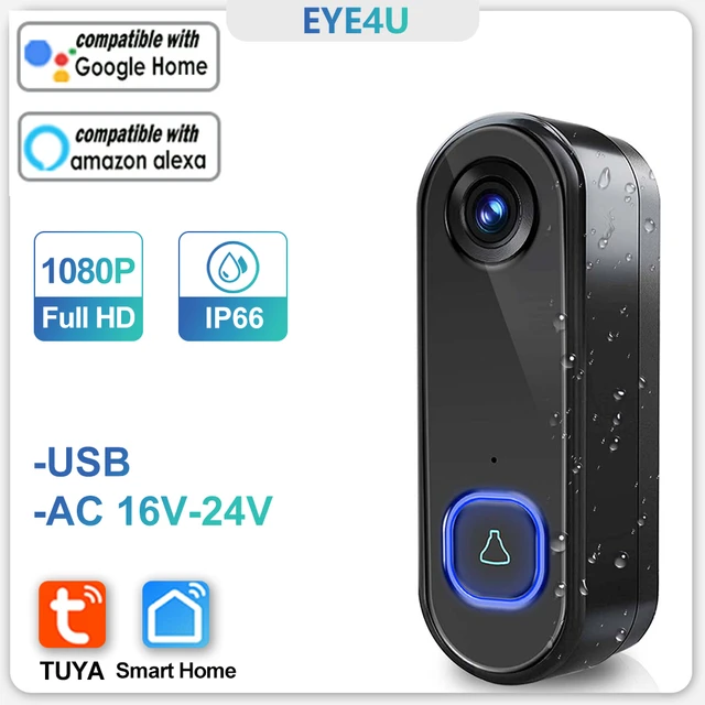 Sonnette Vidéo Tuya Étanche Wifi 1080p Hd, Téléphone Extérieur, Caméra De  Sécurité, Interphone Vidéo Ir Nuit, Alimentation Usb, Sécurité De La Maison  Intelligente, Achetez Plus, Économisez Plus