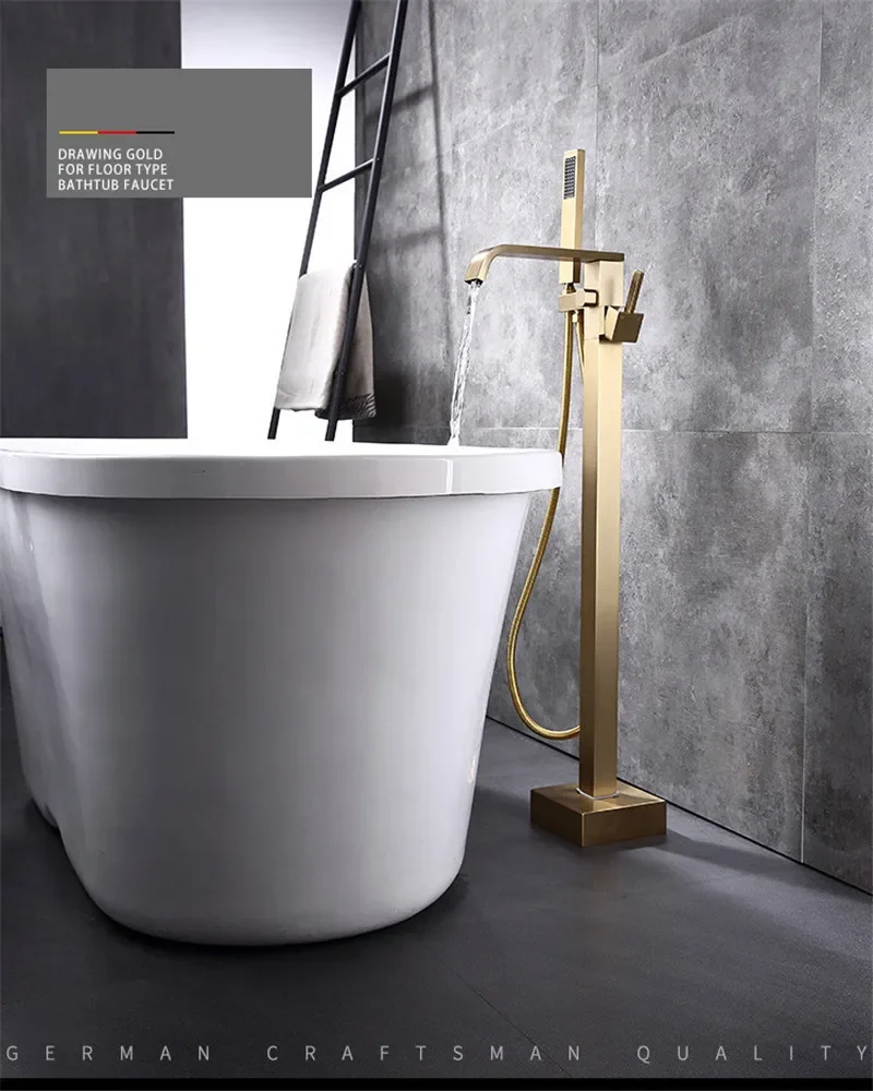 Description Picture 3 of itemBathtub Faucet + Handheld Shower Free Standing Rose Gold  Mixer Taps Floor or Wall Mounted Mixer