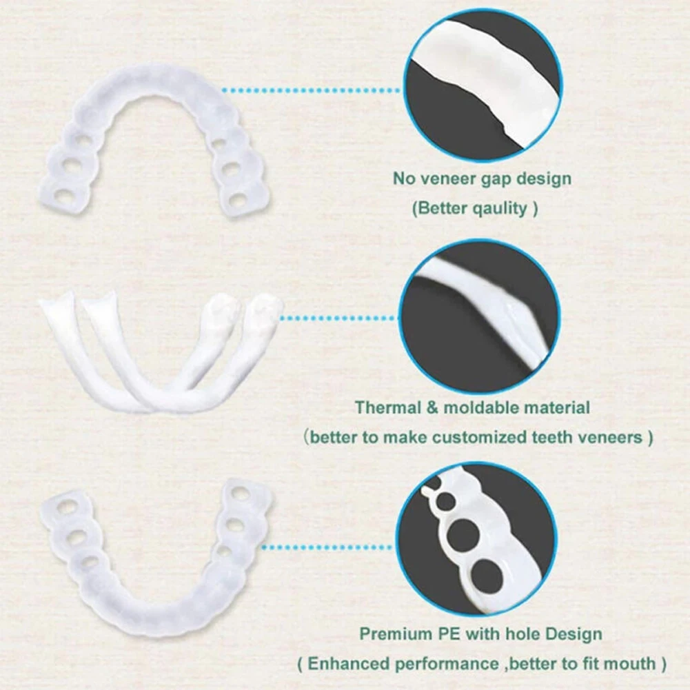 Dentures Teeth Protect Tooth Cover 2 Pairs for Men and Women