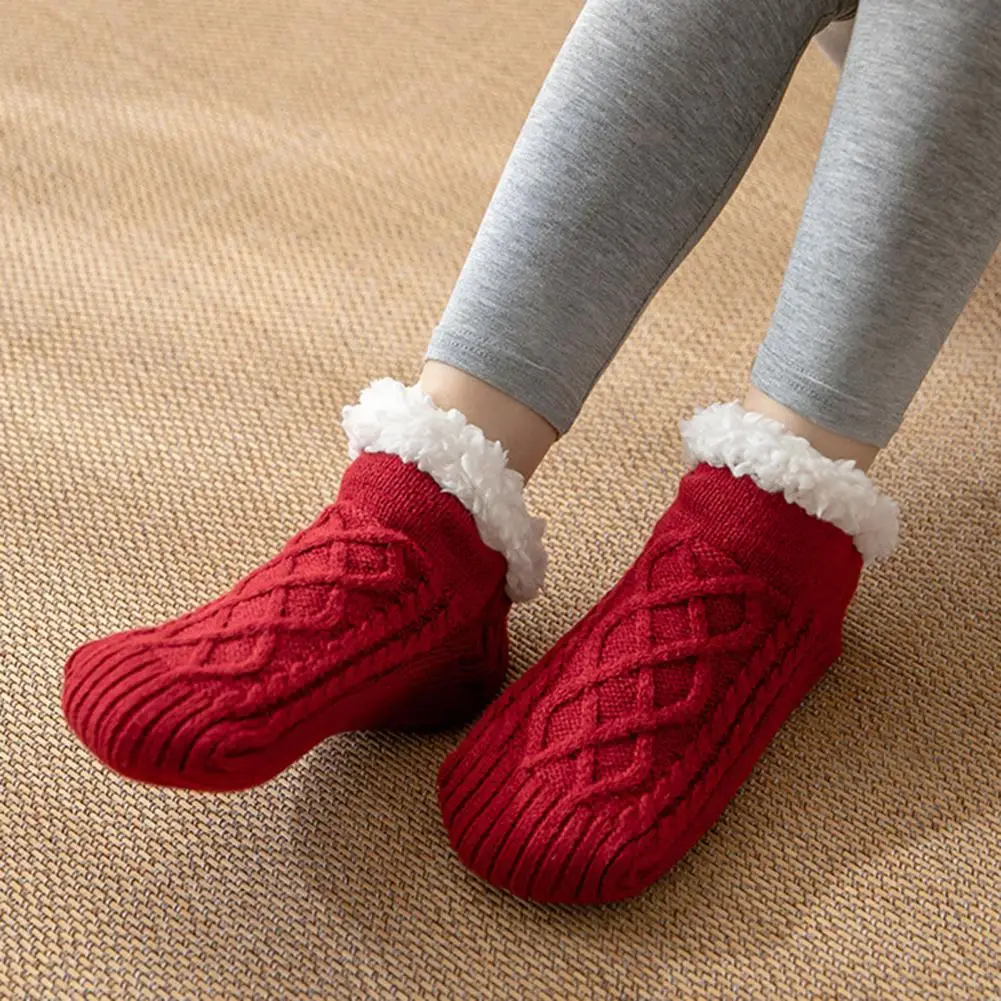 

1 Pair Unisex Thermal Socks Plush Lining Socks Autumn Winter Stretchy Non Slip Floor Socks