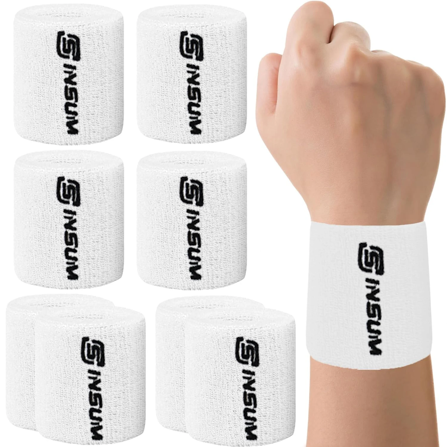 8 Pack Wrist Sweatbands Tennis Wrist Bands Absorbent Sweat Band Men and Women Breathable Cotton Sweatbands Working Out