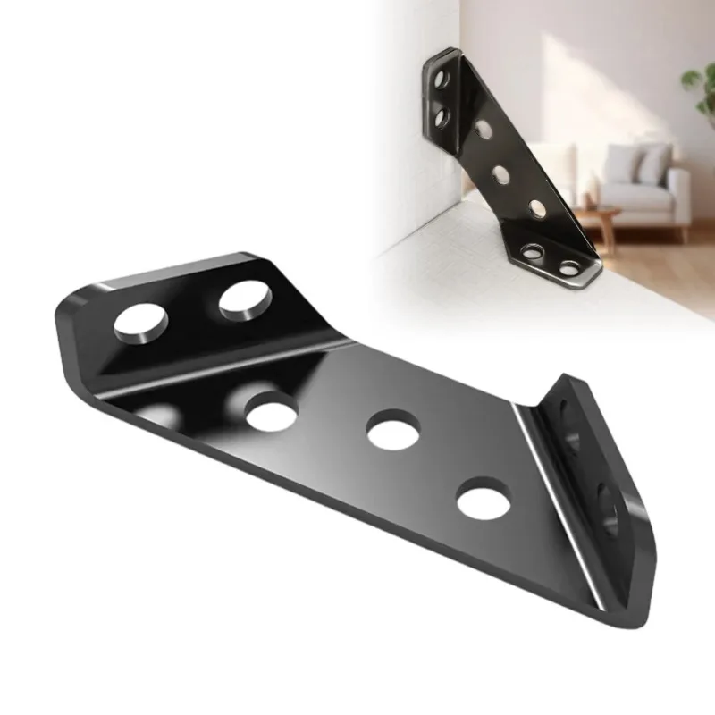 Multi-function Cold-rolled Steel Furniture Corner Bracket Connector Triangular Stabilizer for Various Places of Furniture Black
