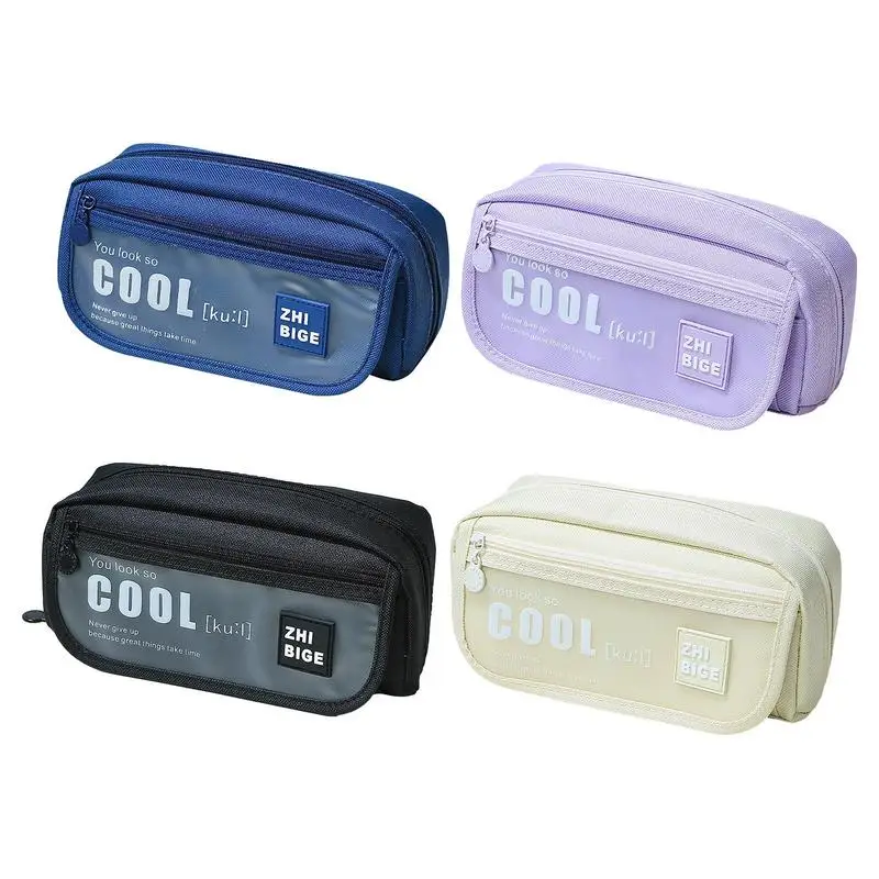 

Pencil Case Portable Pen Pouch With 3 Compartments School Home Stationery Storage Bag For Pens Pencils Erasers Headphones