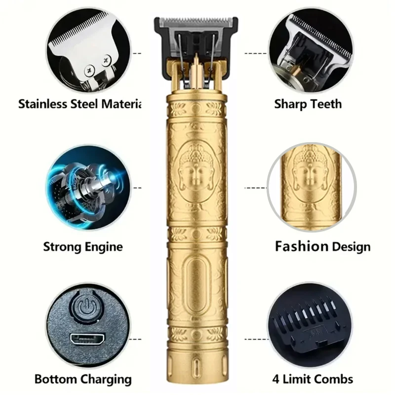 Carving Hair Clipper Professional Cutting Machine Barber Rechargeable...